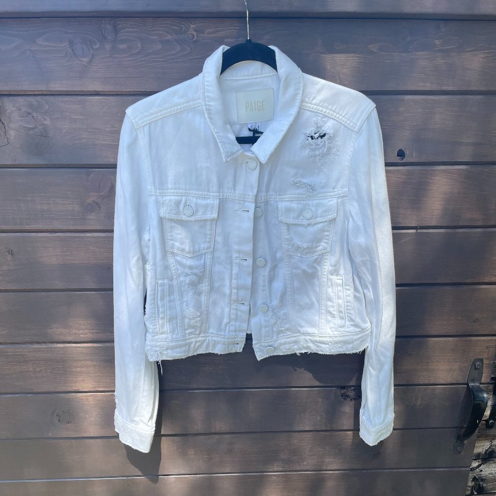 PAIGE White Jean Jacket: "Vivienne Jacket - Ultra White Destructed"